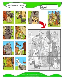 Puzzle Kes Yapıştır Çalışma Sayfaları